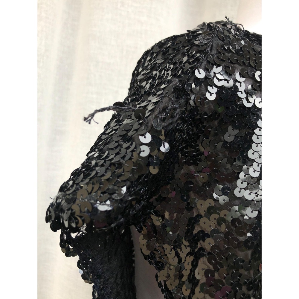 Creations Iii Black Sequin Embellished Sleeveless Party Top View 4